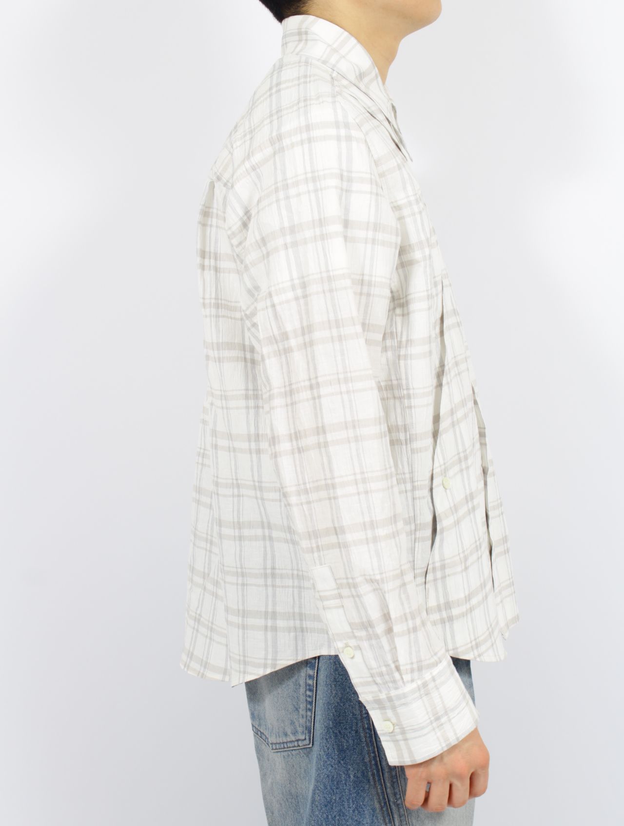 【25SS】プレイド パネルド ユーティリティ シャツ / PLAID PANELLED UTILITY SHIRT / WHITE(ホワイト)