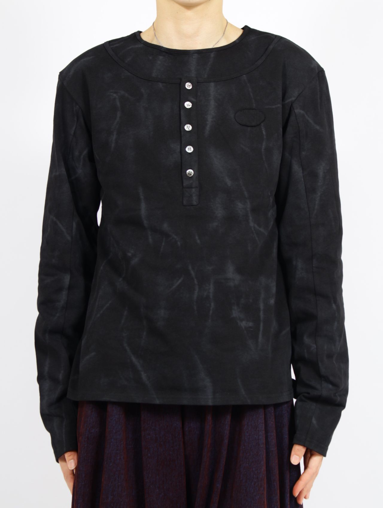 【26SS】 レイヤード ヘンリー ロング スリーブ カットソー / LAYERED HENLY LONG SLEEVES / ブラック