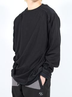 【24AW】メッシュ パネルド ロング スリーブ / MESH PANELED LONG SLEEVES / ブラック