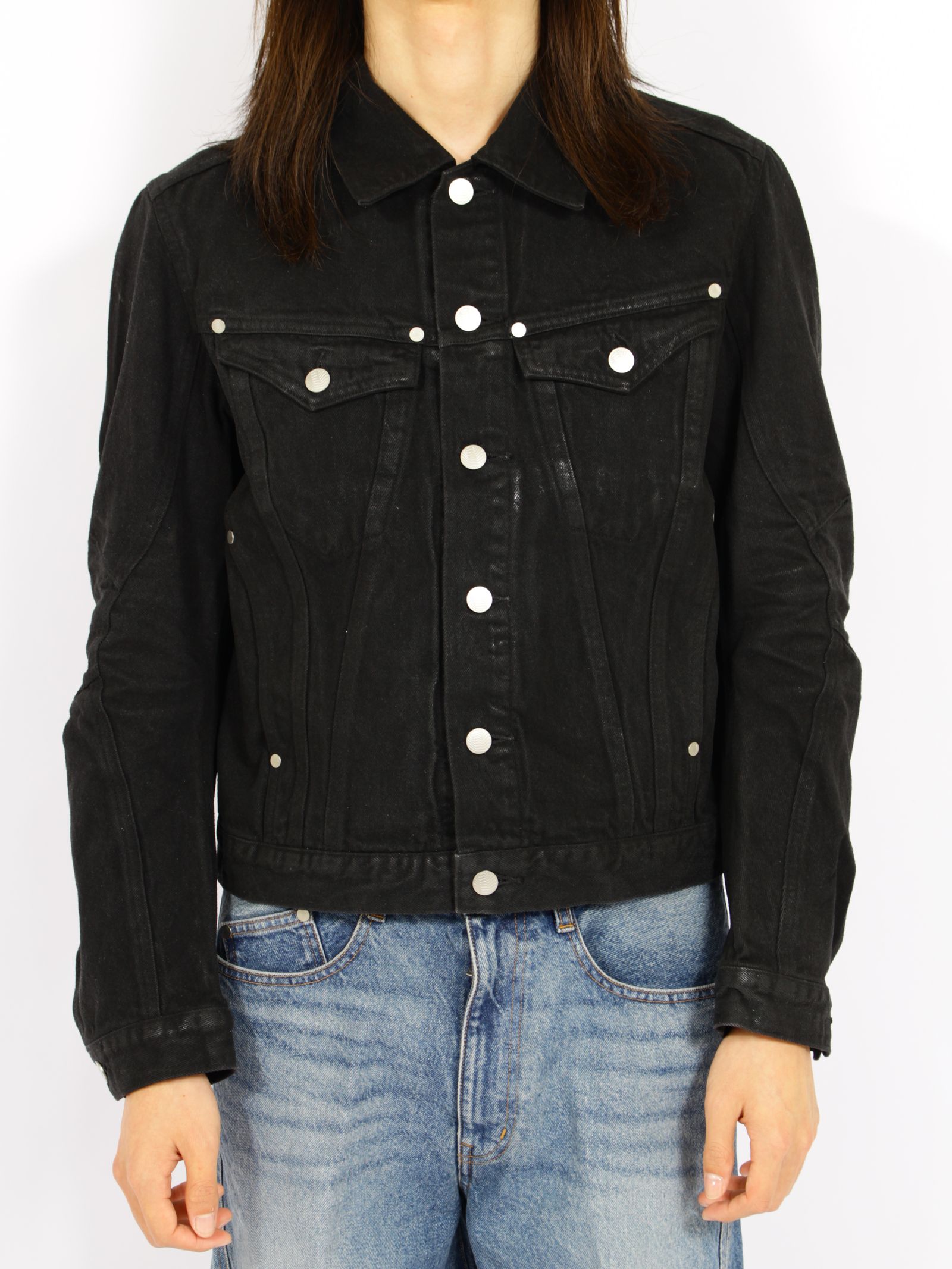 【26AW】デニム トラッカー ジャケットコーティング デニムジャケット / DENIM TRUCKER JACKET / LUSTER COATED BLACK(ブラック)