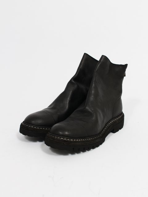 【796V_N】馬革 ホースレザー バックジップ ブーツ / HORSE FULL GRAIN  BACK ZIP BOOT / ブラック