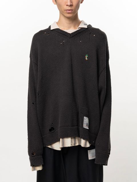 【26AW】 トリプル レイヤード カラード プルオーバー / TRIPIE LAYERED COIIARED KNIT SWEATER / ブラック