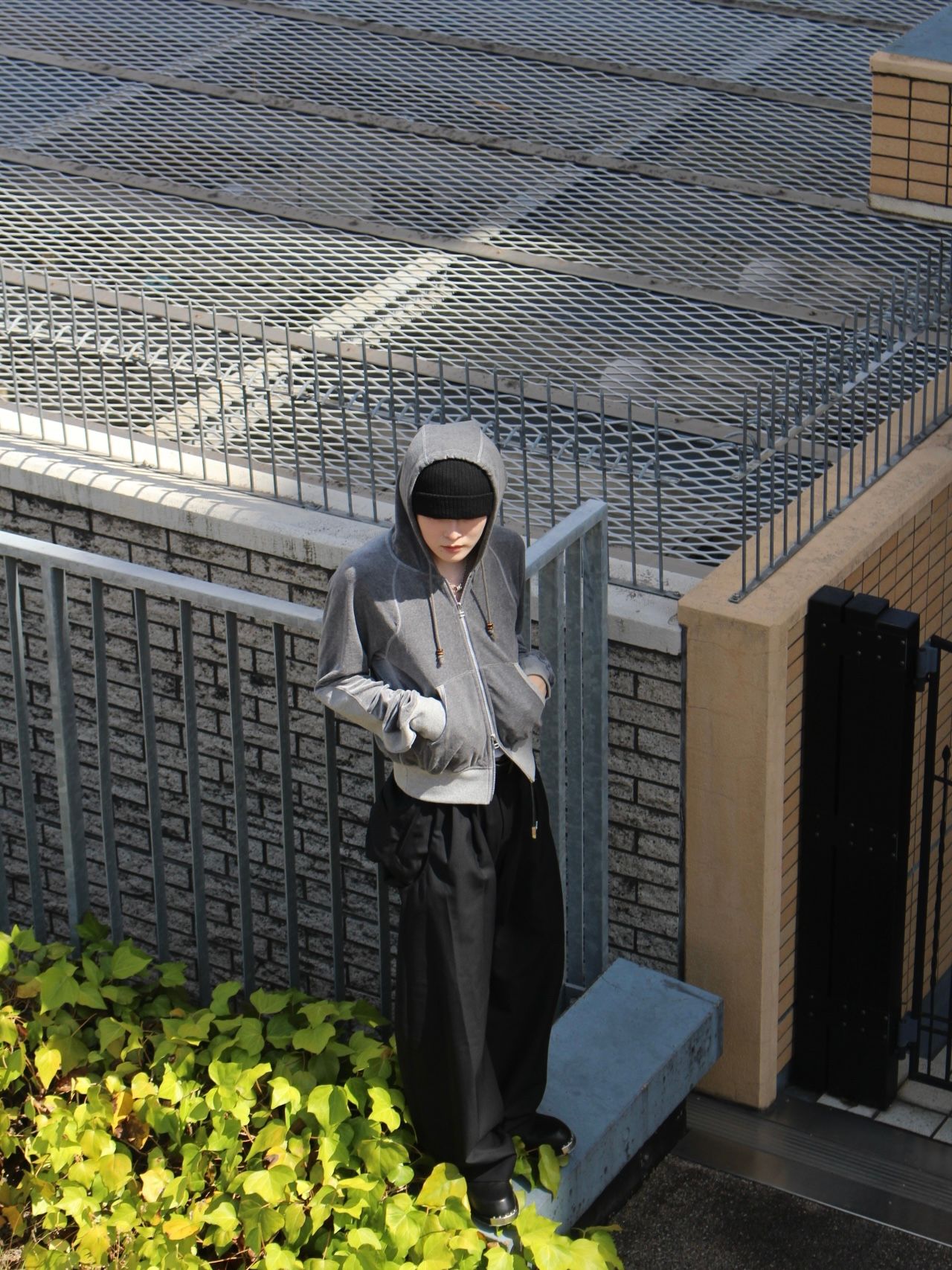 【25AW】 ベロア ジップアップ フーディー パーカー / VELOUR ZIP UP HOODIE / HEATHER GREY(ヘザーグレー)