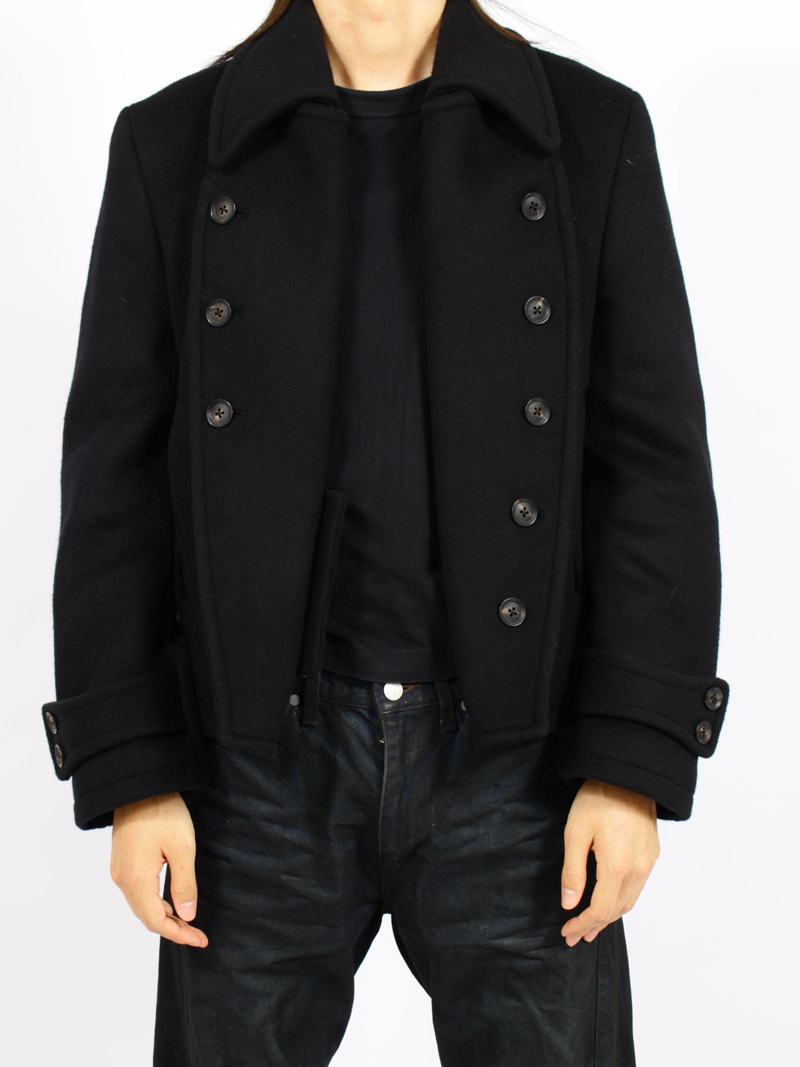 【26AW】ショート ペア コート ピーコート 3way ナポレオンジャケット / SHORT PEA COAT / ブラック