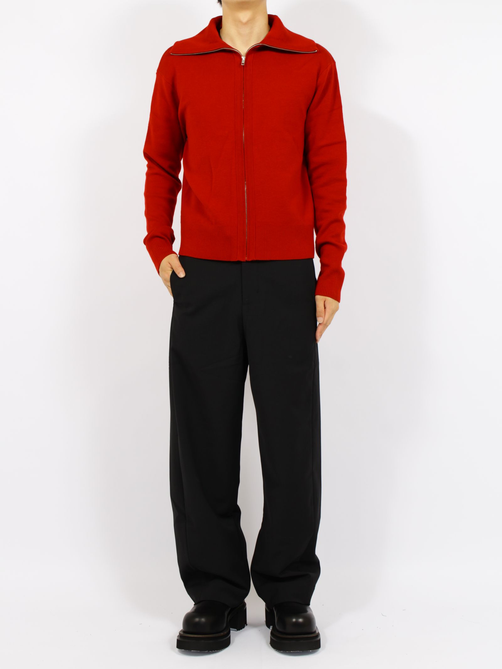ニット ジップアップ ジャケット / KNIT ZIP UP JACKET / チェリー