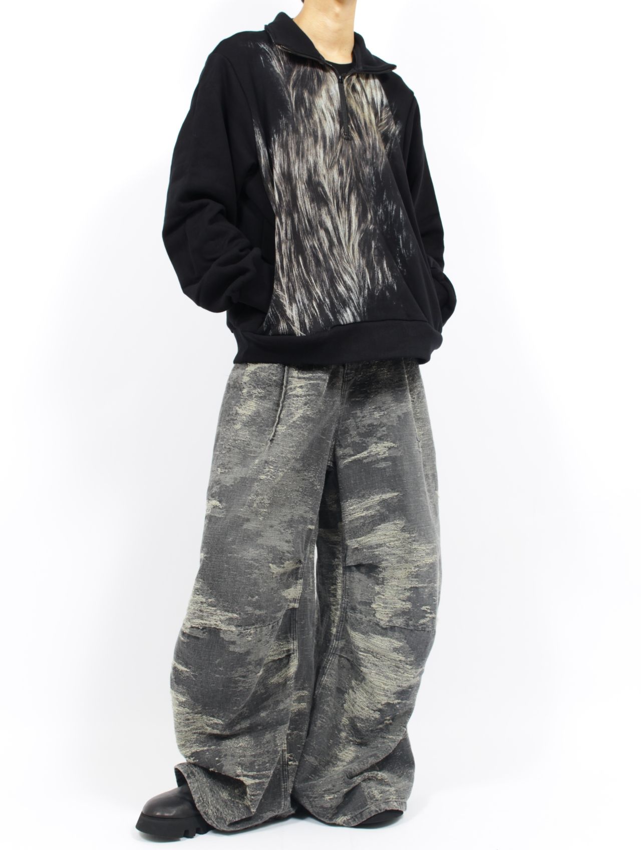 【25AW】フロッキー スウェット ハーフジップ シャツ / FLOCKY SWEATSHIRT / ブラック