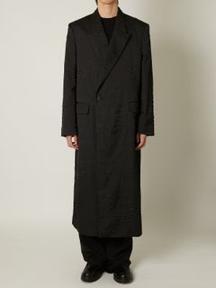 【24AW】シュリンク キルティング チェスター ロングコート / SHRINK QUILTING CHESTERFIELD LONG COAT / ブラック