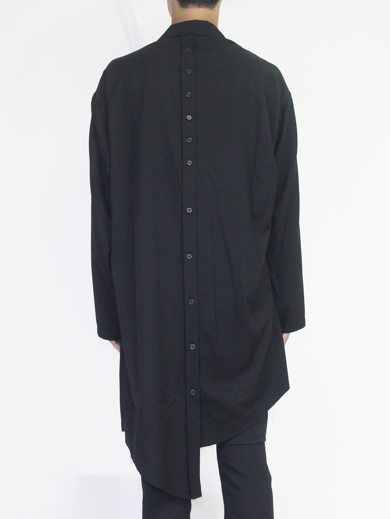 sulvam - アシンメトリー オーバーサイズシャツ / Gabardine classic shirt / ブラック | STORY