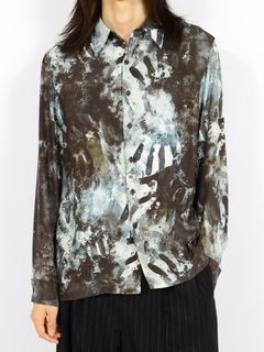 【26AW】ハンド モチーフ シルク シャツ 長袖 / HAND MOTIF SILK SHIRT / ブラック