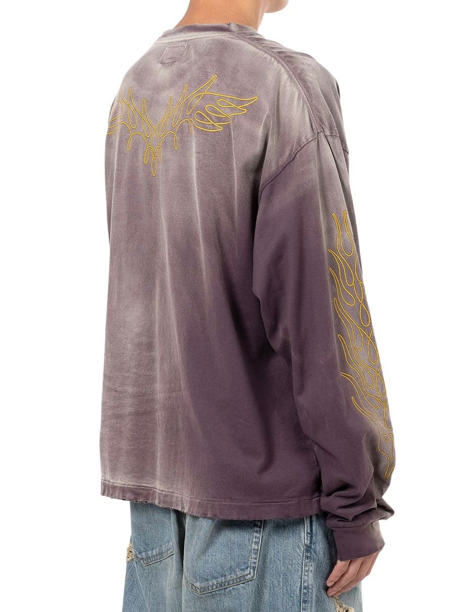 【24AW】ロープ ブリーチド ロングスリーブ Tシャツ / "ROPE" BREACHED L/S TEE / ブラウン