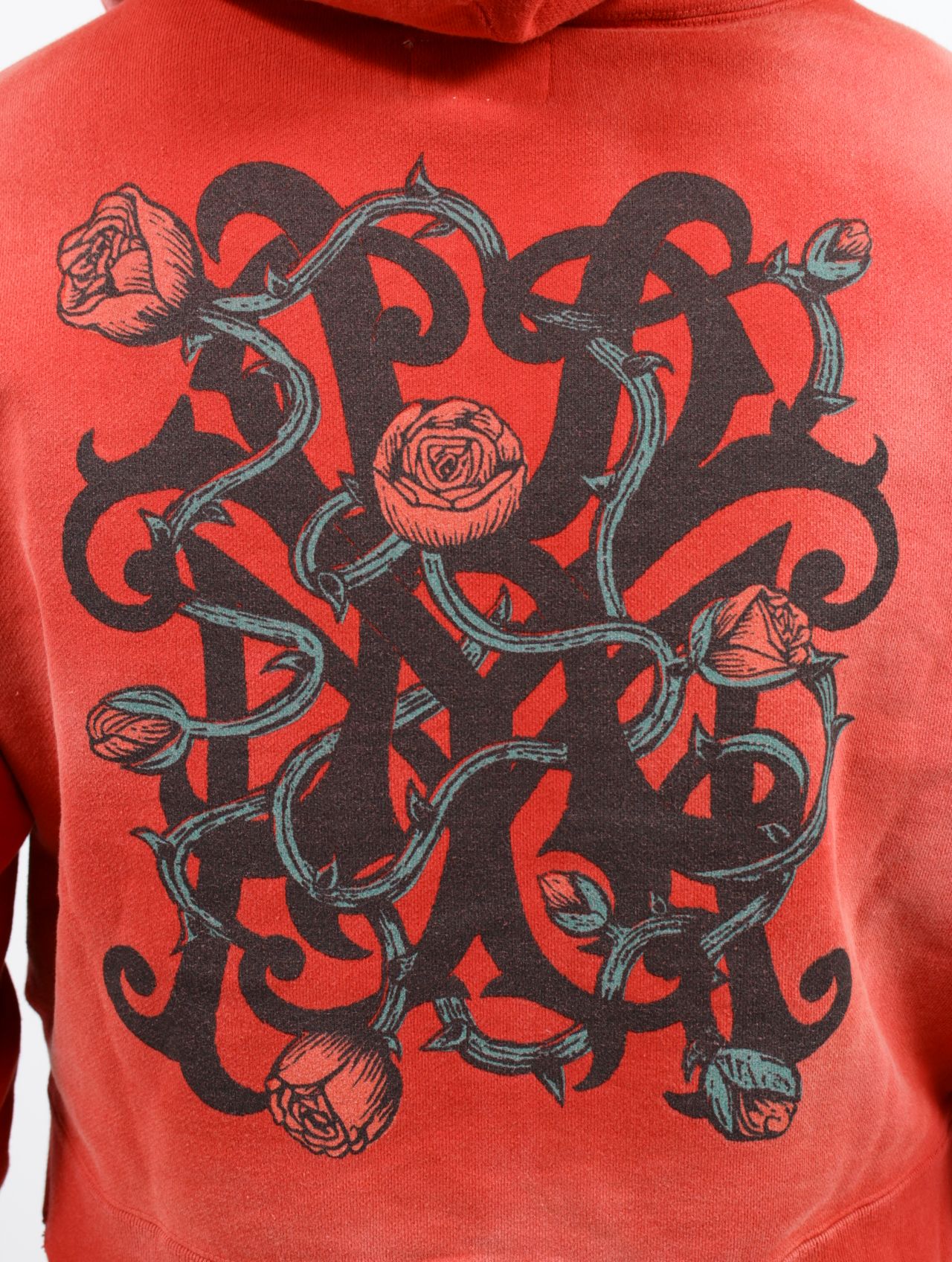 【25SS】"カミヤ-ローズ" ディストレスド ジップ フーディー パーカー / “KMY-ROSE” DISTRESSED ZIP HOODIE / レッド