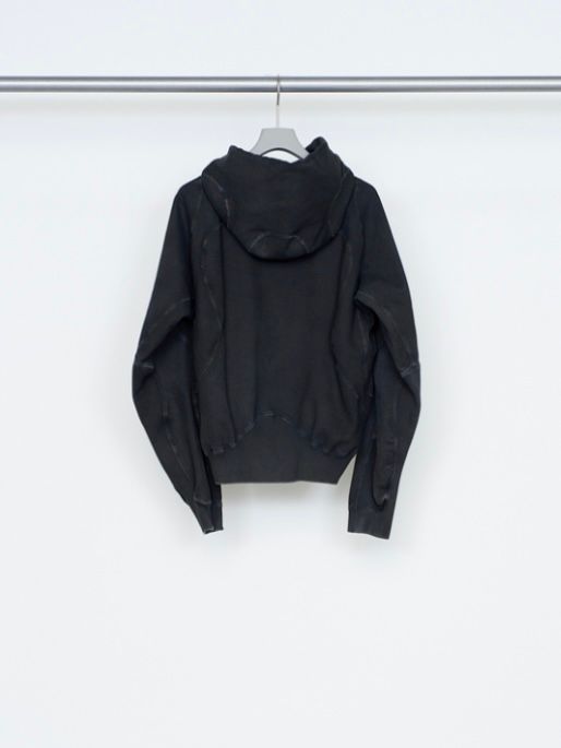 【26AW】 パネルド ジップアップ フーディー パーカー / PANELLED ZIP UP HOODIE / FADED BLACK(ブラック)