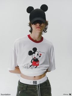 【25SS】ミッキーマウス ヴィンテージ リンガー Tシャツ / × MICKEY MOUSE VINTAGE RINGER T-SHIRT / レッド