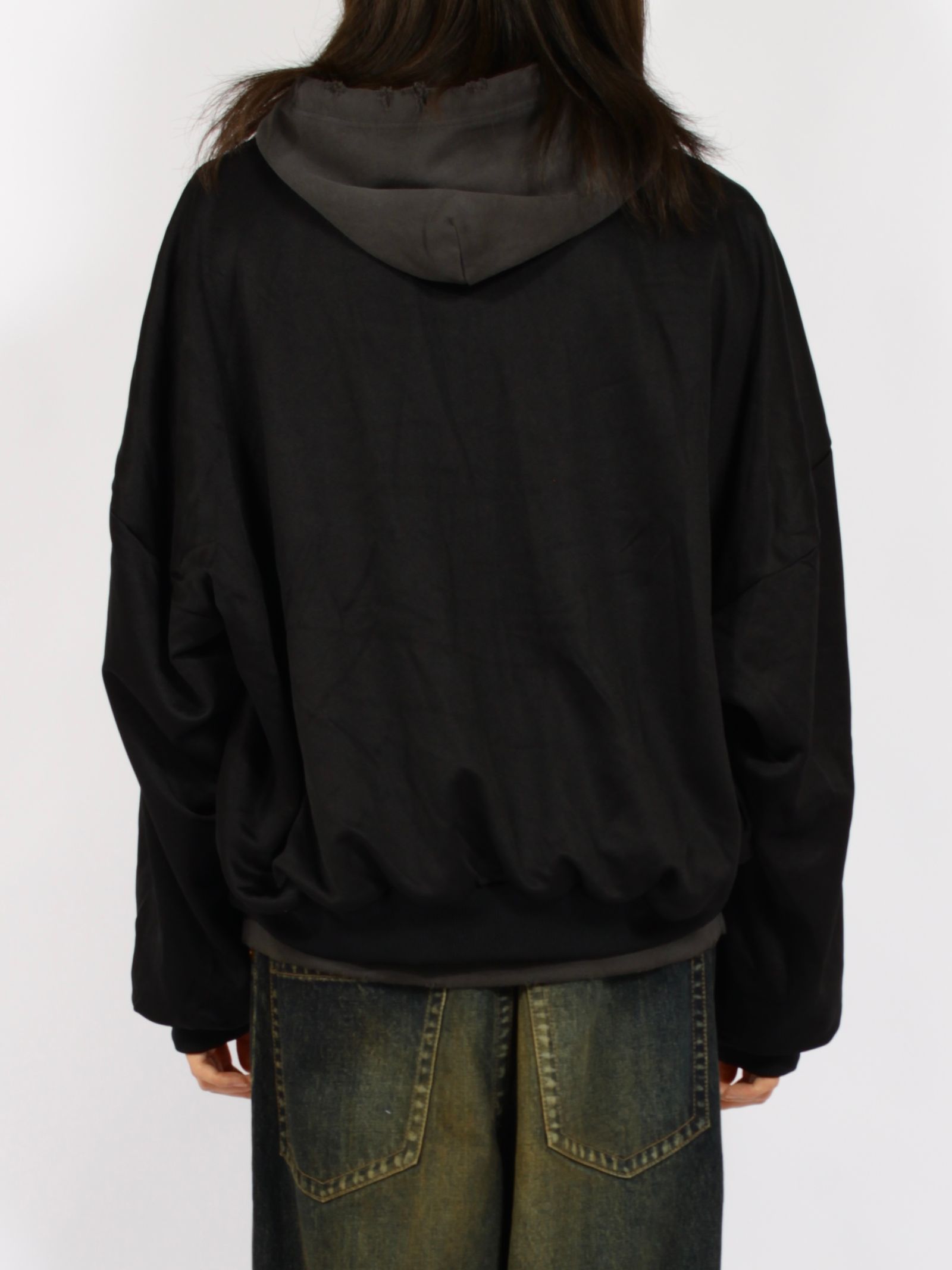 【26AW】 トラック ジャケット レイヤード スウェット パーカー / TRACK JACKET LAYERED / ブラック