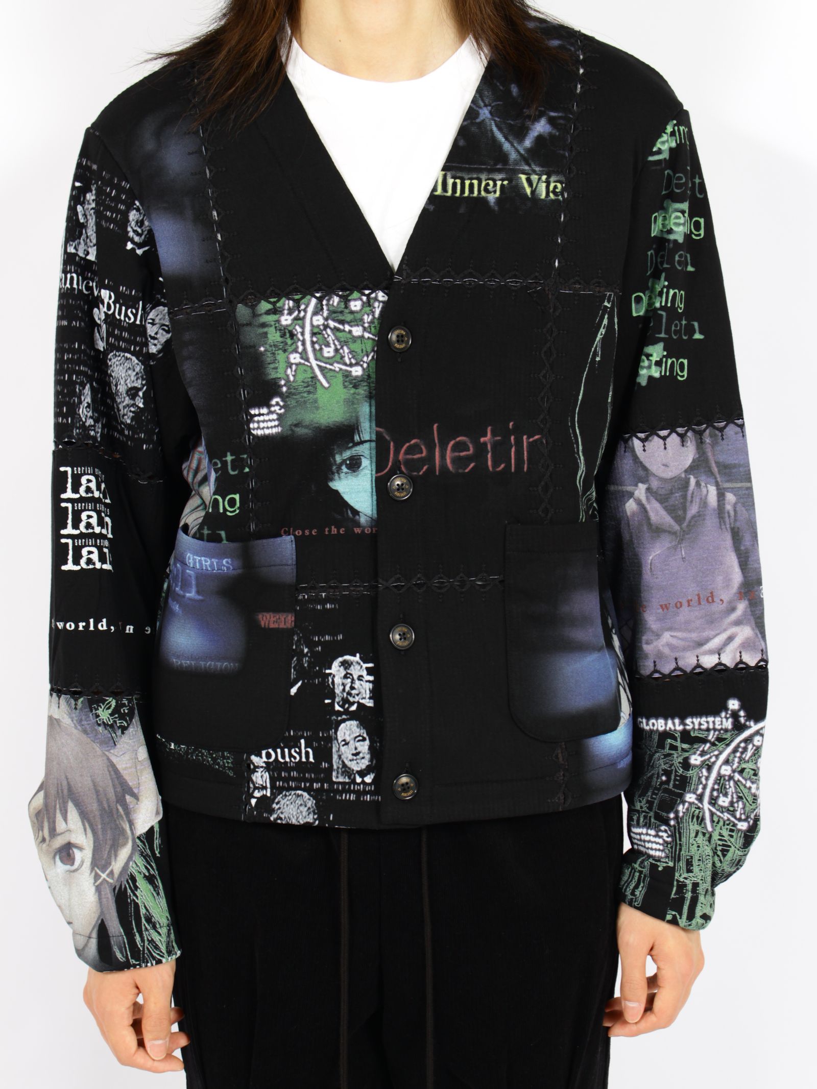 【26AW】フラグメント カーディガン バージョン シリアル エクスペリメンツ レイン / FRAGMENT CARDIGAN VER, SERIAL EXPERIMENTS LAIN / ブラック