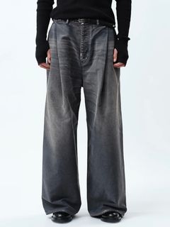 【24AW】モールスキン 2タック ワイド バギー パンツ / MOLESKINE 2TUCK WIDE BAGGY PANTS .12 / ブラック