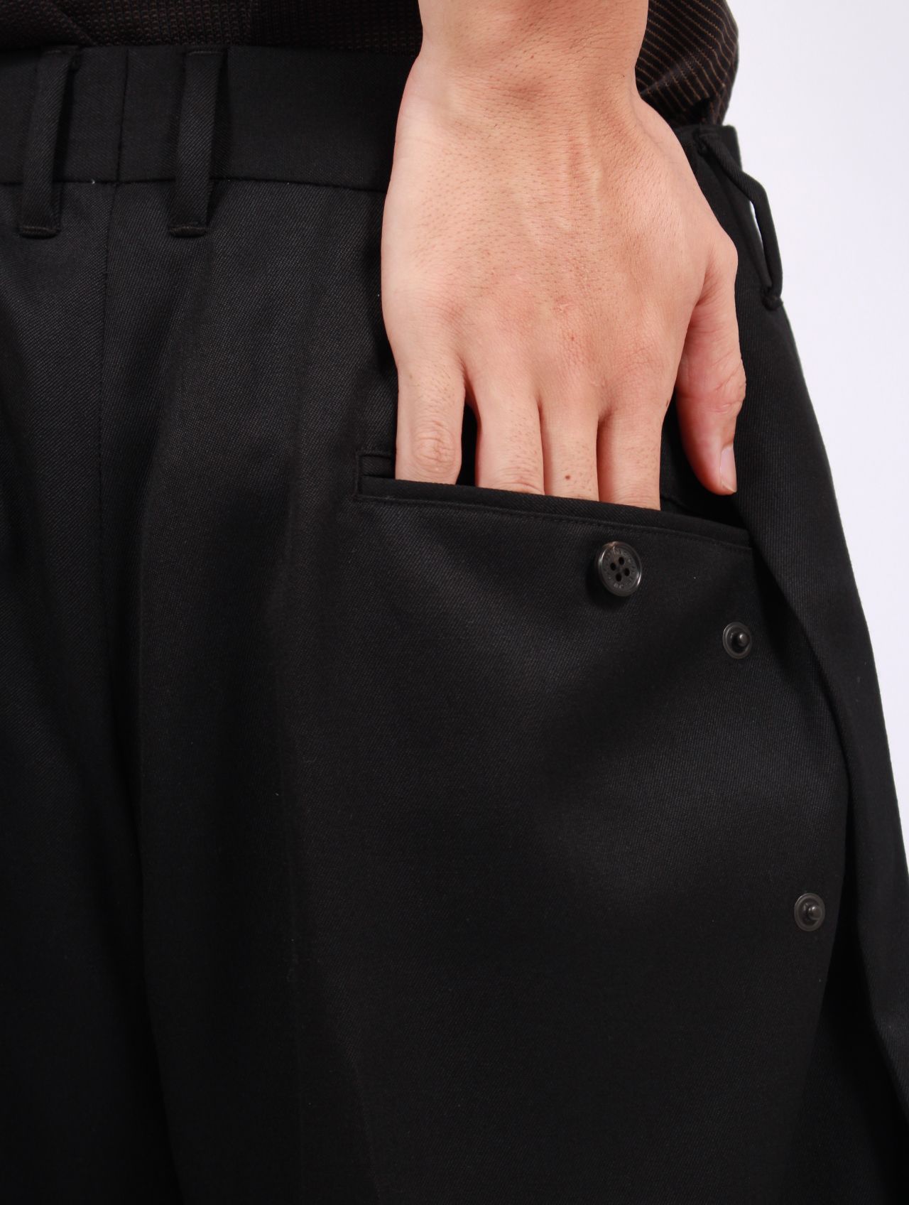 【25AW】タトゥー アジャスター ワイド パンツ / "TATTOO" ADJUSTER WIDE SLACKS / ブラック