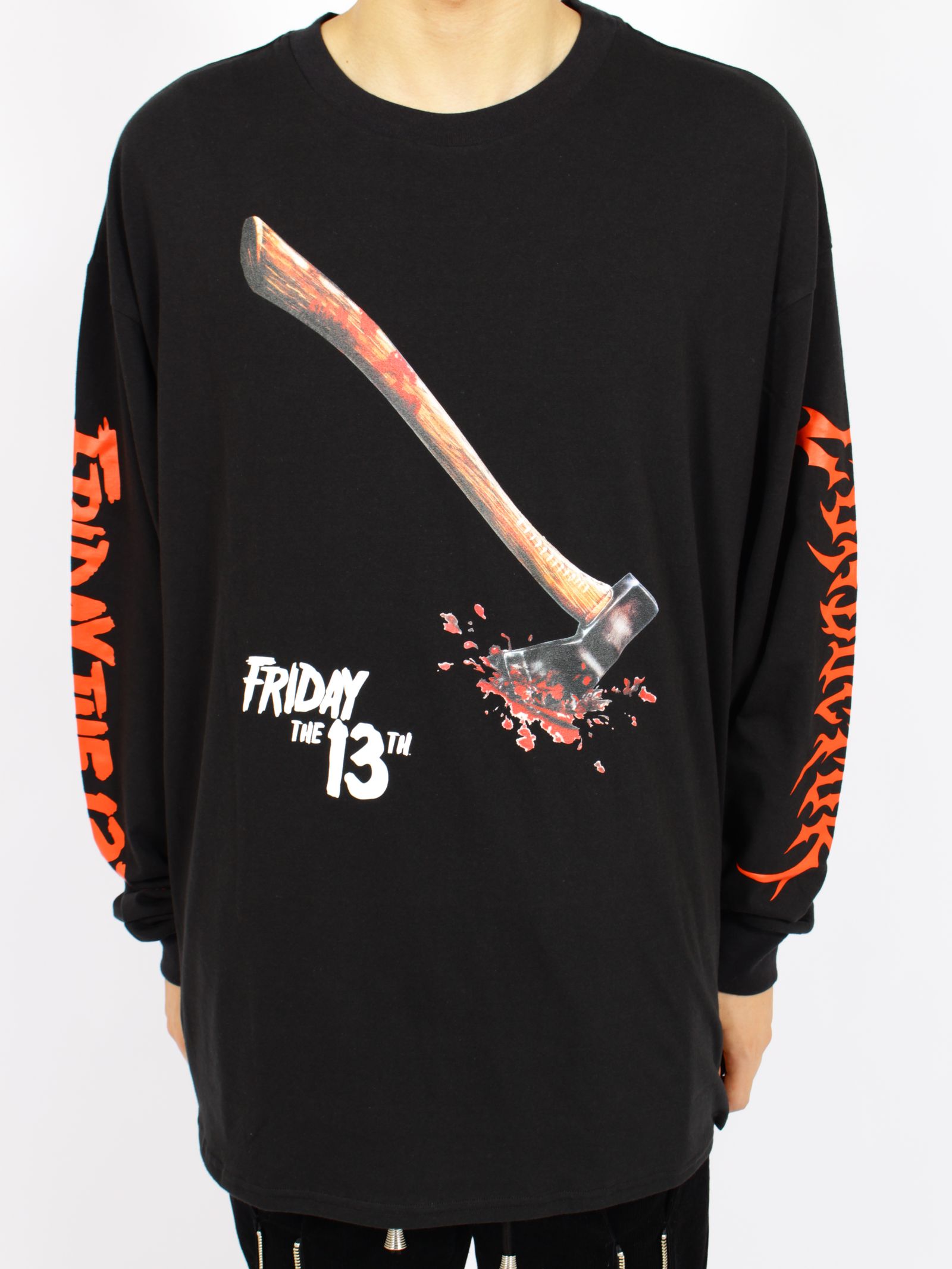 【 13日の金曜日 コラボ 】ポスター ビジュアル ロングスリーブ Tシャツ 長袖 カットソー/ xFRIDAY THE 13TH POSTER VISUAL L/S T-SHIRT / ブラック