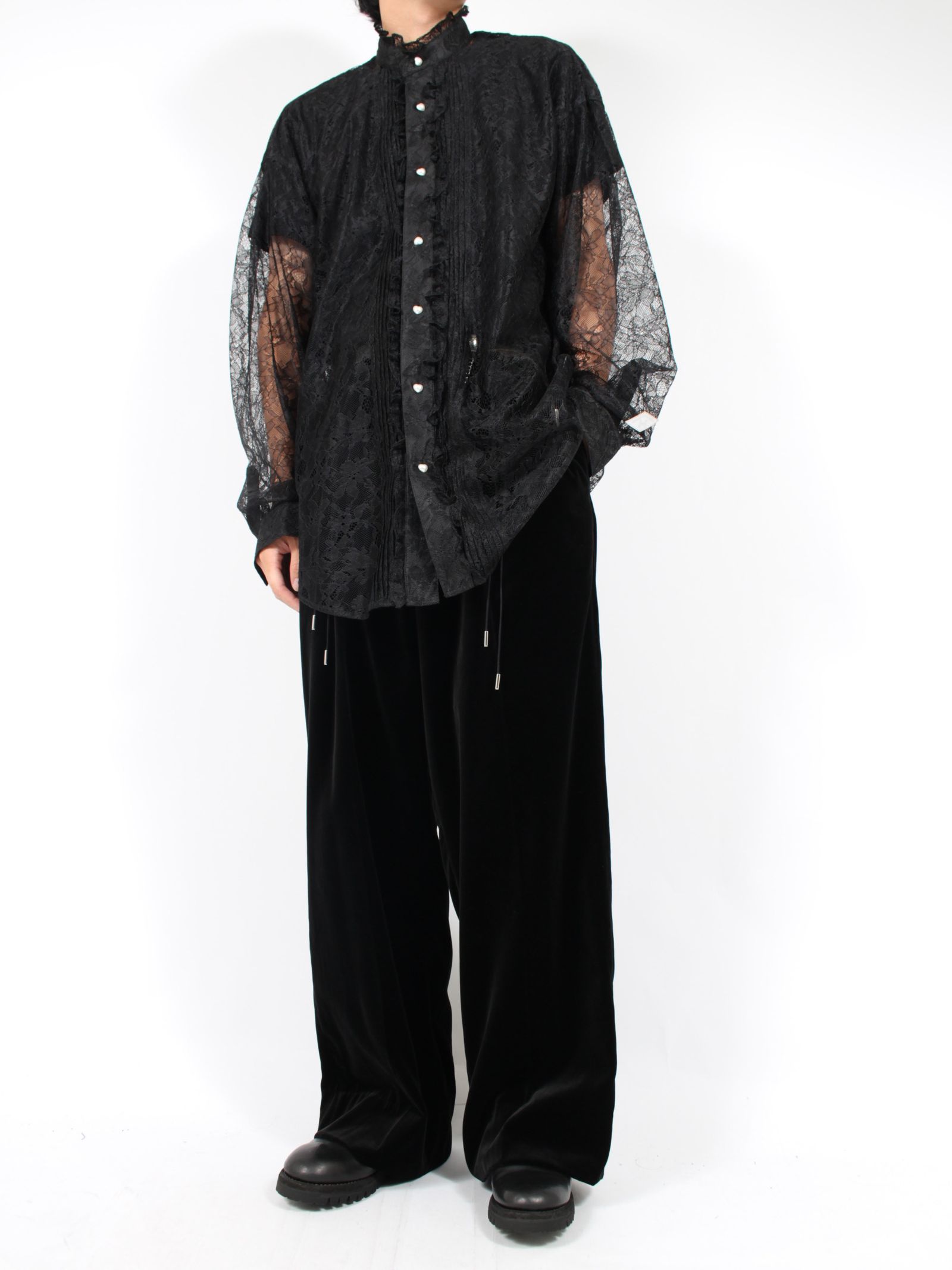 el conductorH - 【24AW】フラワー レース フリル シャツ / FLOWER LACE FRILL SHIRT / ブラック |  STORY