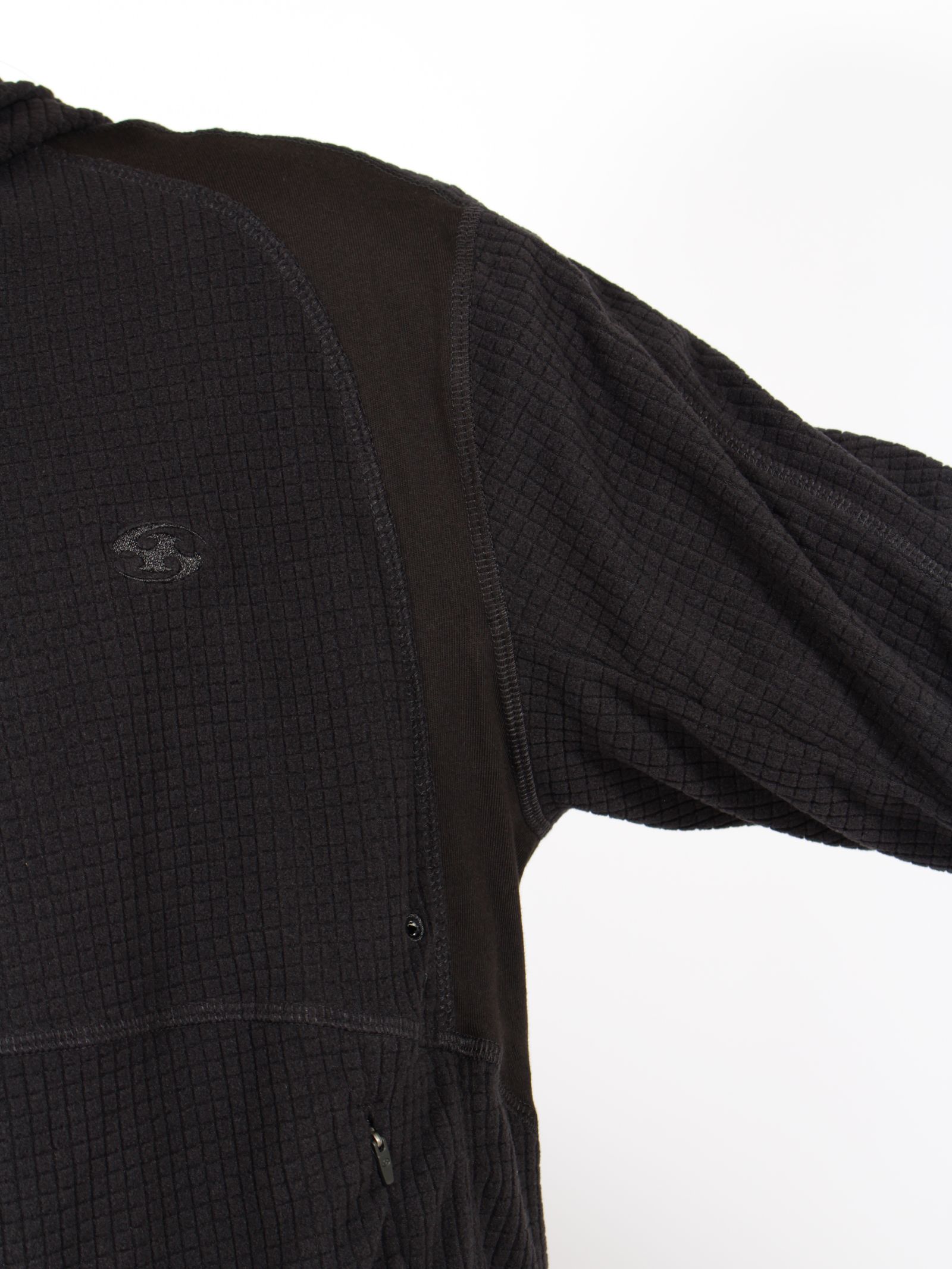 【26AW】グリッド フーディ ジップ アップ / GRID HOODIE ZIP-UP / ブラック