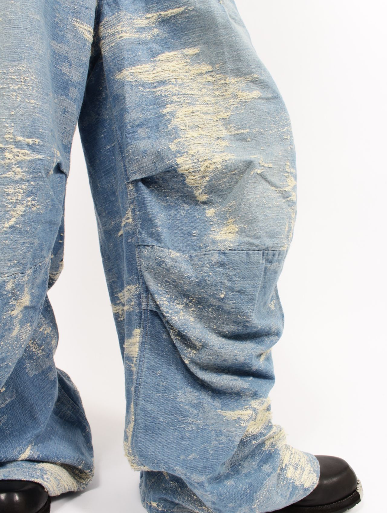 【25AW】デニム デザイン トラウザーズ ワイドパンツ / DESIGN TROUSERS / インディゴブリーチ