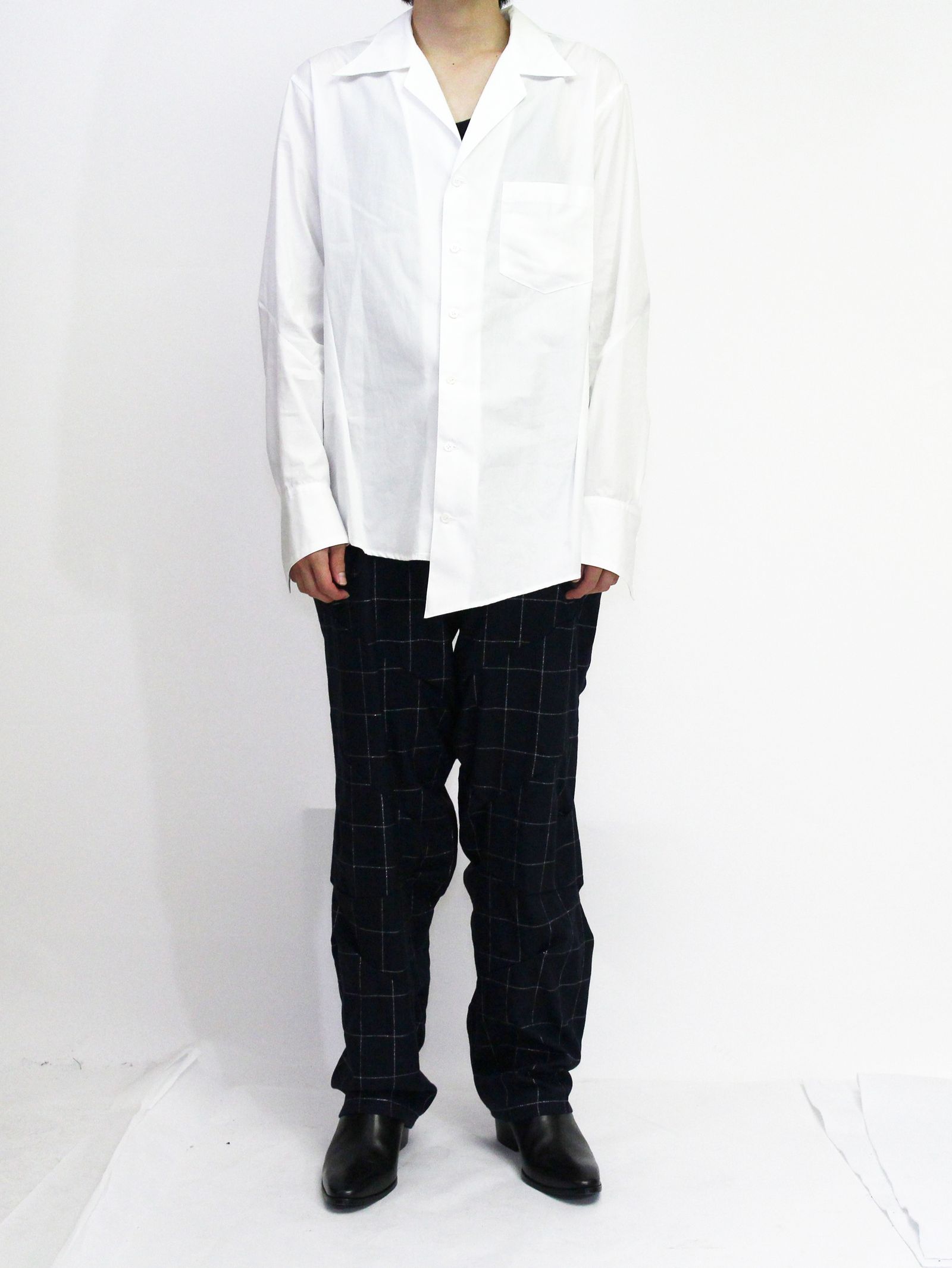 sulvam - オープンカラーシャツ / Broad open collar shirt / ホワイト 