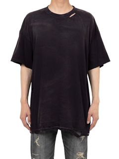 【25SS】"カミヤ-スネーク" ディストレスド Tシャツ 半袖 カットソー / “KMY-SNAKE” DISTRESSED TEE / ブラック