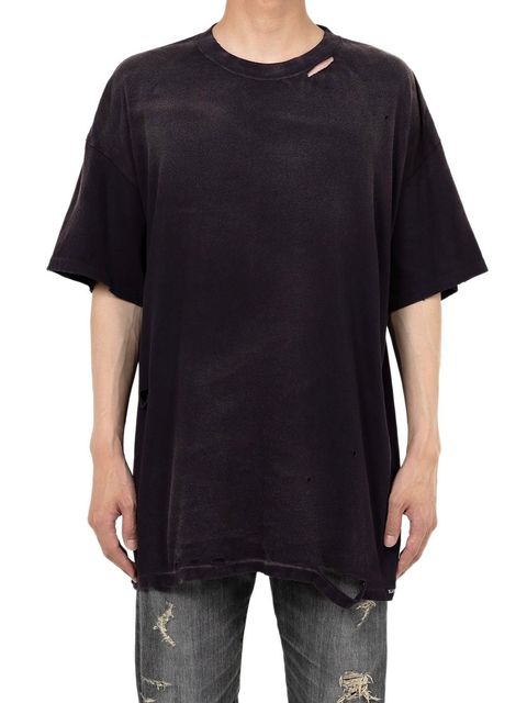 【25SS】"カミヤ-スネーク" ディストレスド Tシャツ 半袖 カットソー / “KMY-SNAKE” DISTRESSED TEE / ブラック