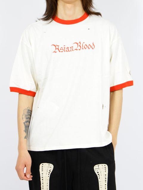 【26SS】ディストレスド トリム Tシャツ 'ASIANBLOOD / DISTRESSED TRIM T SHIRT 'ASIANBLOOD / ホワイト
