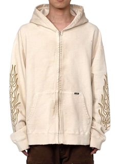 【24AW】ロープ ブリーチド ジップアップフーディ / "ROPE" BREACHED ZIP-UP HOODIE / ホワイト