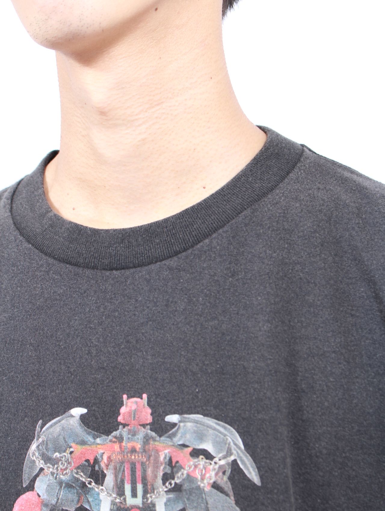 【25AW】佃弘樹 Heartwork Mixed media ロボット グラフィック ロングスリーブ 長袖 カットソー / Hiroki Tsukuda ART ROBO LONGSLEEVE / ブラック