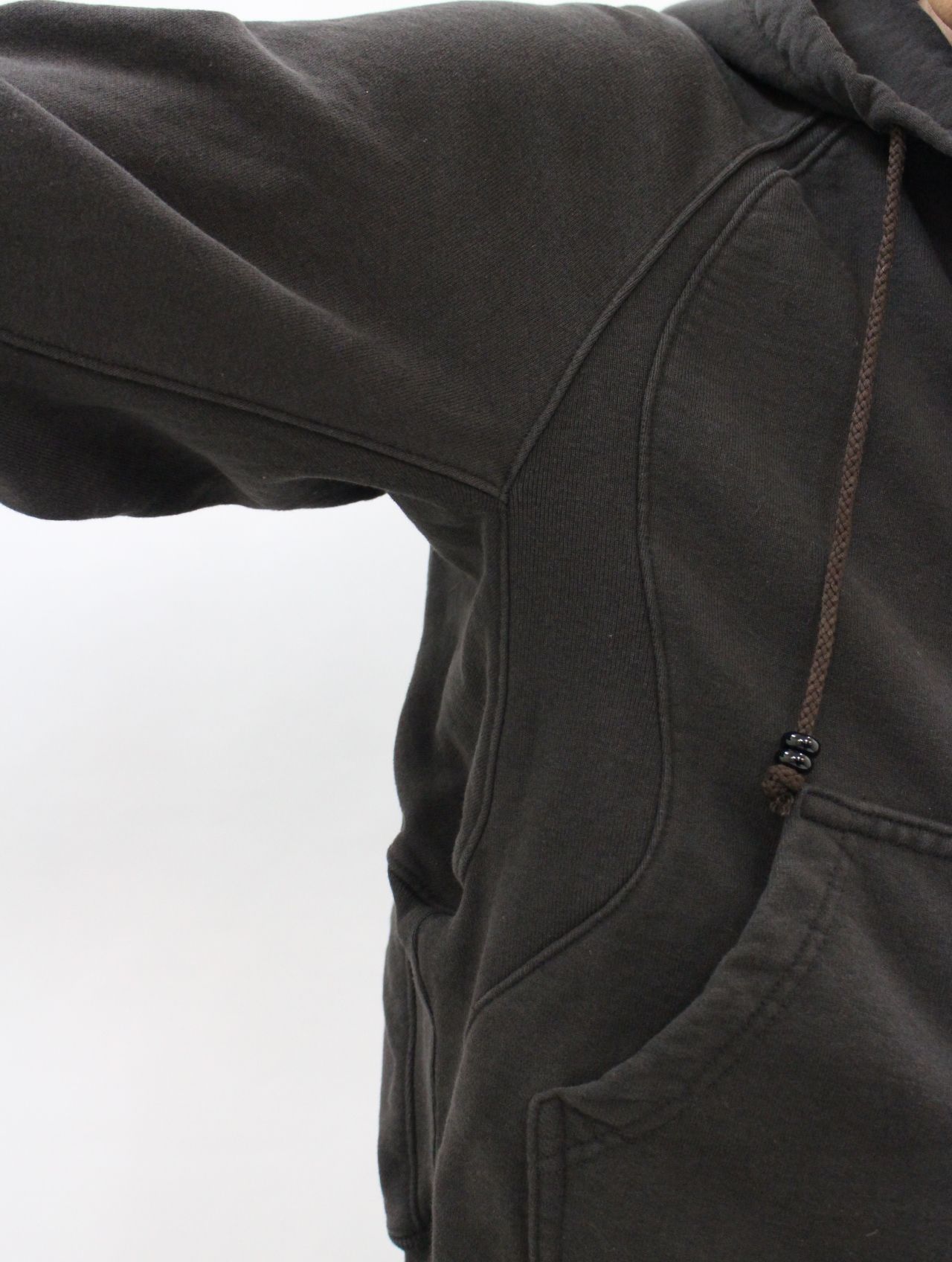 【25SS】パネルド ジップアップ フーディー パーカー / PANELLED ZIP UP HOODIE / DARK BROWN(ダークブラウン)