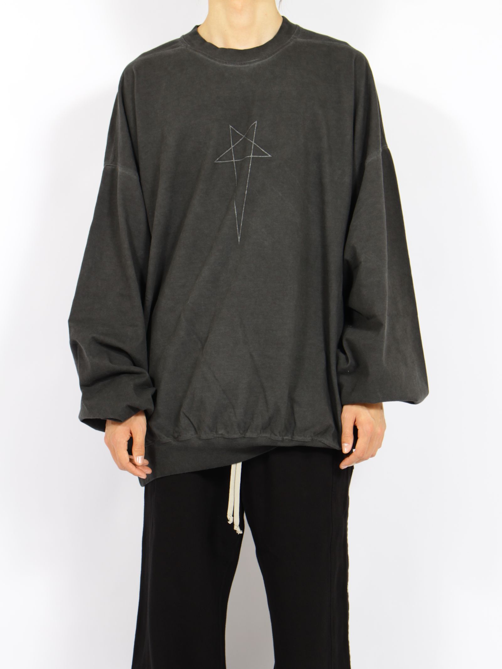 【26AW】ハン クルーネック 長袖 スウェット カットソー / HUN CREWNECK / フェードブラック / シルバー