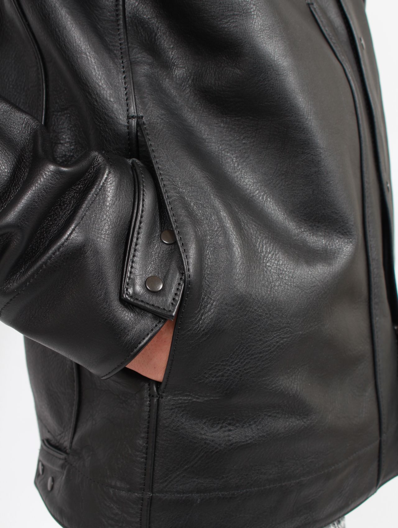 【25SS】6ポケット パネル レザー ワークジャケット / 6 POCKET PANEL LEATHER WORK JKT / ブラック