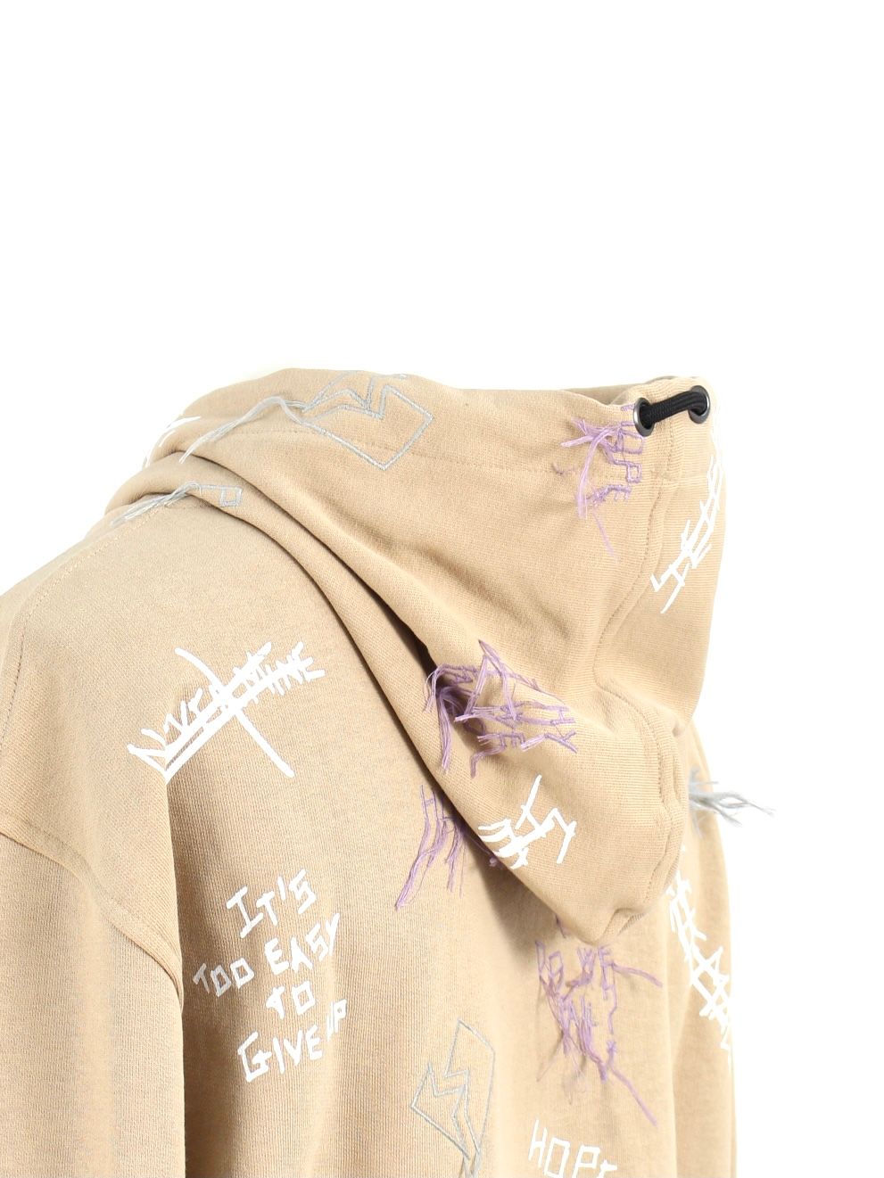 【21AW】総柄 刺繡プリントパーカー / NEW MANIFESTO HOODIE / ベージュ × マルチ