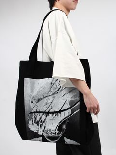 【25SS】14オンスデニム プリント トートバッグ / 14OZ DENIM BAG / ブラック