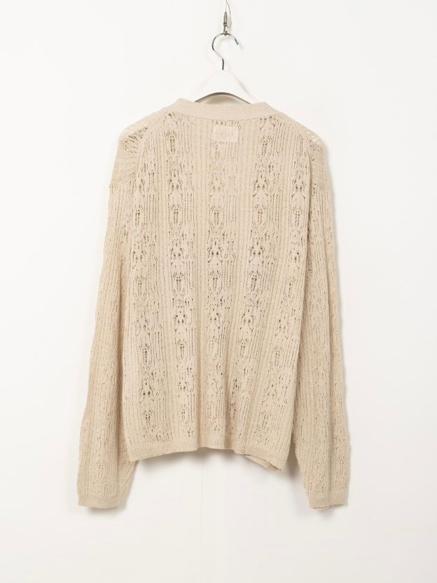 【26SS】ウェービー カミヤ プリンテッド シルクレース ニット カーディガン / "WAVY KAMIYA" Printed Silk Lace Knit Cardigan / ベージュ