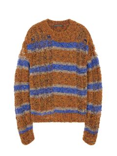 【21AW】ドロップショルダー ボーダーニット / BOTHNIA STRIPE CREW-NECK SWEATER / オレンジ / ベージュ / ブルー