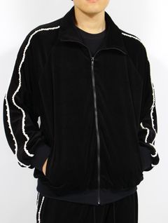 【25SS】パール パイピング ベロア トラック ジャケット / PEARL PIPING VELOURS TRACK JKT / ブラック 【&TEAM TAKI着用】