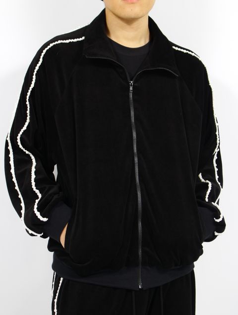 【25SS】パール パイピング ベロア トラック ジャケット / PEARL PIPING VELOURS TRACK JKT / ブラック 【&TEAM TAKI着用】