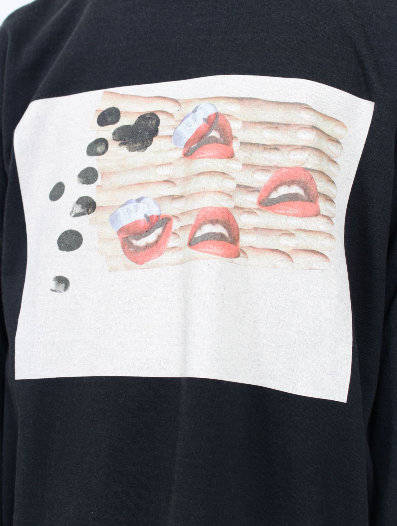 【25SS】フィンガー リップ プリント ロングスリーブ Tシャツ カットソー / FINGER LIP PRINT LS T-SHIRT / ブラック