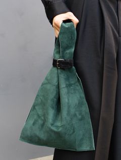 【26SS】ピッグレザー トートバッグ ショッピングバッグ 豚皮 本革 鞄 カバン  / LEATHER TOTE BAG / グリーン