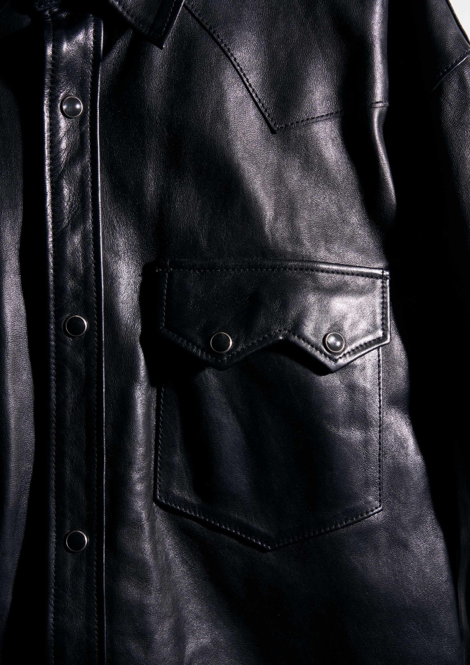 HORSE LEATHER SHIRT VINTAGE W / BLACK / レザー シャツ