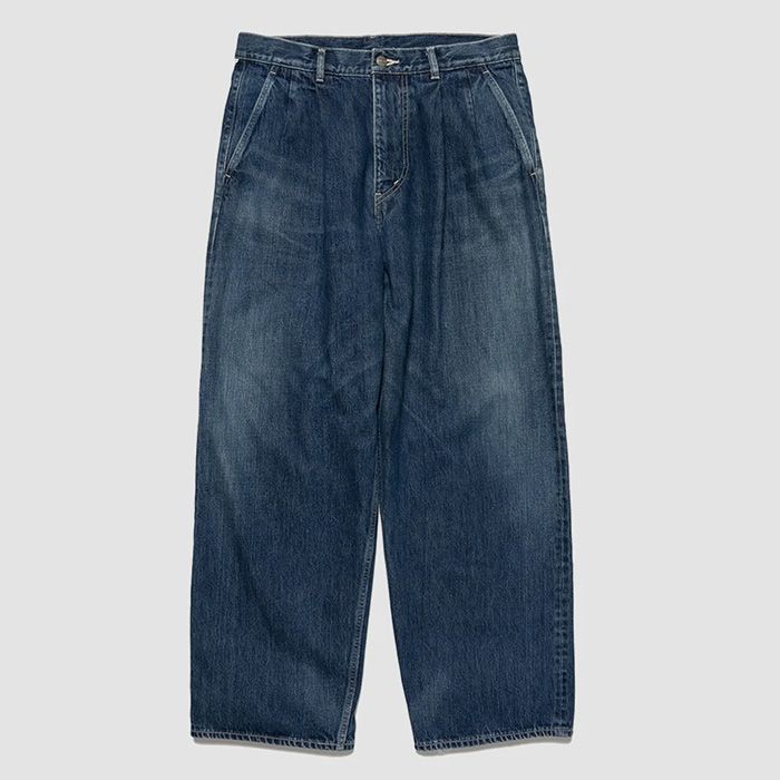 Selvage Denim Two Tuck Pants -DARK FADE- / INDIGO LIGHT FADE