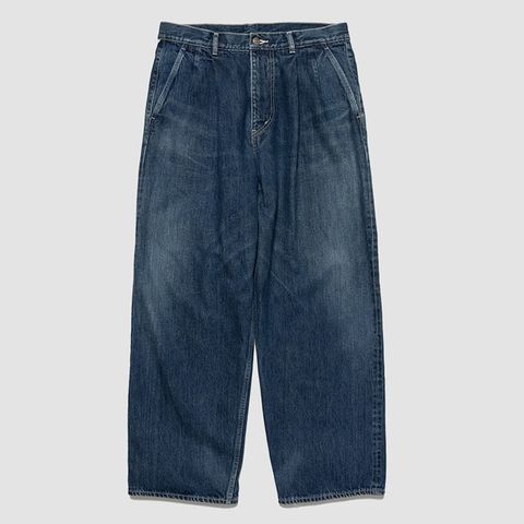 Selvage Denim Two Tuck Pants -DARK FADE- / INDIGO LIGHT FADE