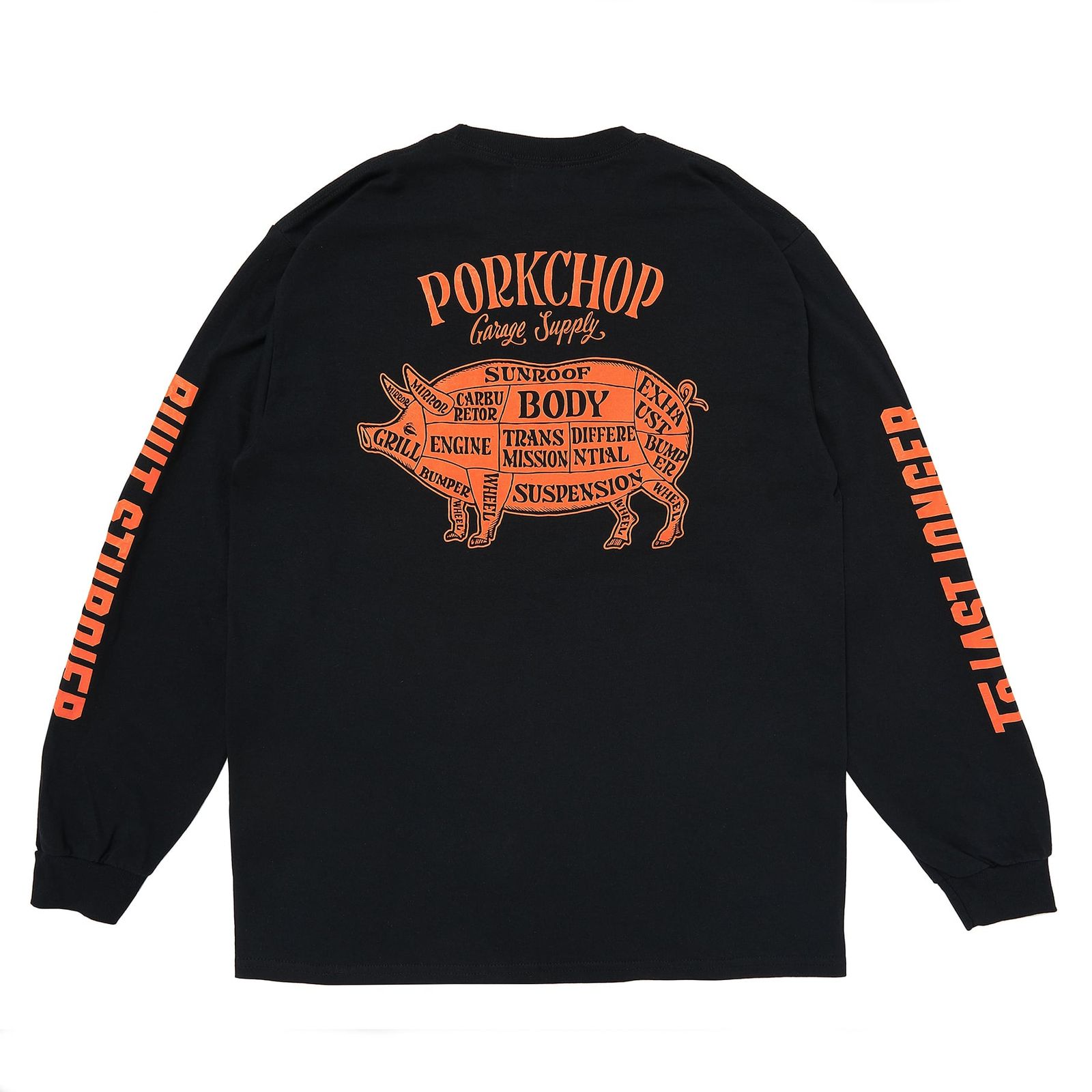 PORKCHOP - PORK BACK L/S TEE / BLACK×ORANGE / プリントロンティー | Stripe Online  Store