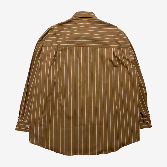 SIDOGRAS Brown Stripe L/S Oversized Regular Collar Shirt / Brown