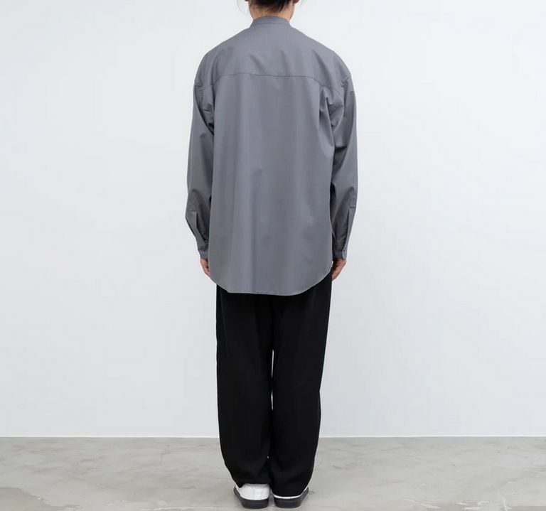 Graphpaper - Fine Wool Tropical L/S Oversized Band Collar Shirt 