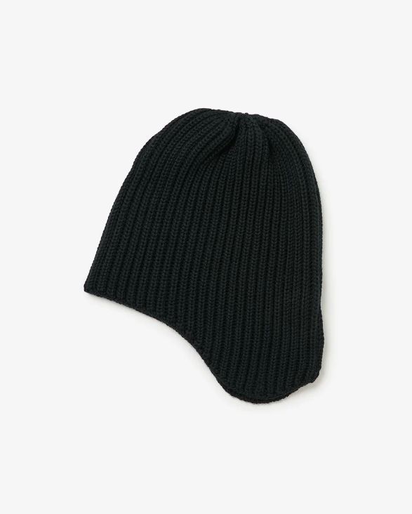 HIKER EAR FLAP BEANIE WOOL YARN / BLACK