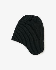 HIKER EAR FLAP BEANIE WOOL YARN / BLACK